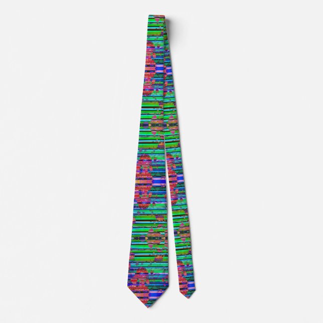 Neon Grönt Stripe Neck Tie Slips (Framsida)