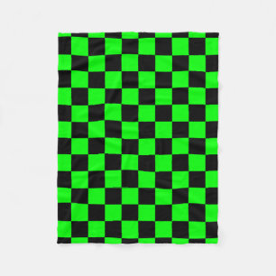 Neon grönt svarta checkers fleecefilt