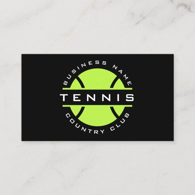 Neon Grönt Tennis Klubb Logotyp Modern Social Medi Visitkort (Framsida)