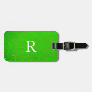 Neon Grönt Vatten droppar Abstrakt Monogram Initia Bagagebricka