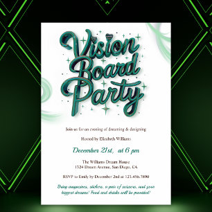 Neon Grönt Vision Board Manifestation Party Inbjudningar