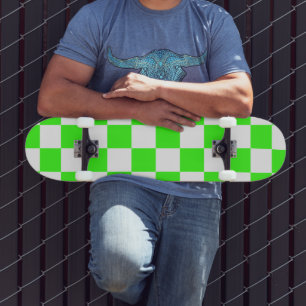 Neon Grönt White Checkerboard-Vintage Mini Skateboard Bräda 18,5 Cm
