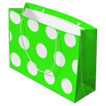 Neon Grönt White Large Polka dots