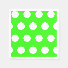 Neon Grönt White Large Polka dots Pappersservett