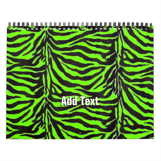 Neon Grönt Zebra Skin Struktur Background Kalender (Omslag)
