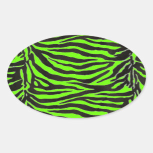 Neon Grönt Zebra Skin Struktur Background Ovalt Klistermärke