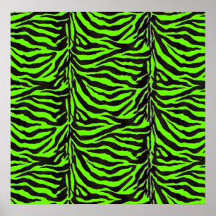 Neon Grönt Zebra Skin Struktur Background Poster