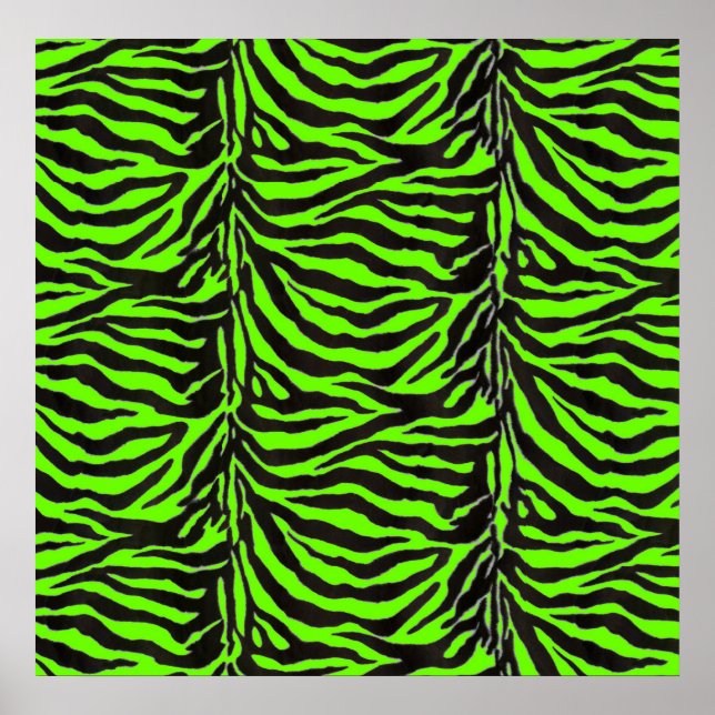 Neon Grönt Zebra Skin Struktur Background Poster (Framsidan)