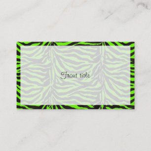 Neon Grönt Zebra Skin Struktur Background Visitkort
