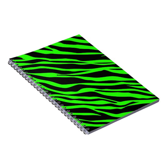 Neon Grönt Zebra Stripe Anteckningsbok (Högra Sidan)