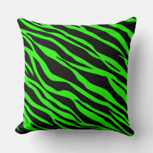 Neon Grönt Zebra Stripe Kudde