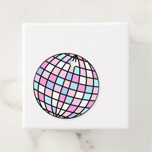 Neon Groovy Disco Boll Gåvor Etiketter (På plats)