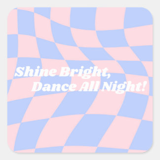 Neon Groovy Disco Fyrkantigt Klistermärke