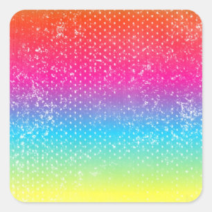 Neon grunge-regnbågdesign fyrkantigt klistermärke