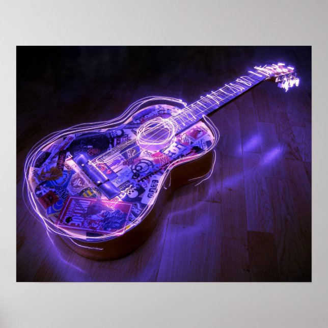 Neon Guitar Poster (Framsidan)
