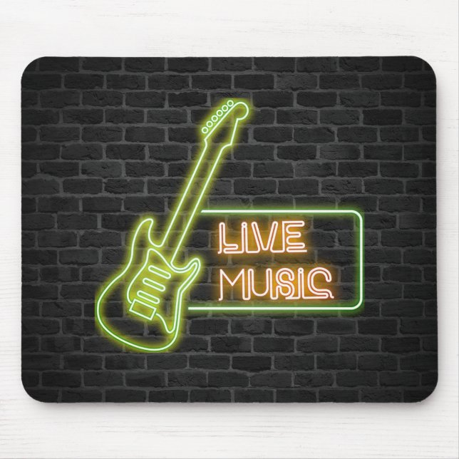 Neon guitar-tecken på tegel musmatta (Framsidan)