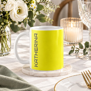 Neon Gul Enfärgad   Klassisk Personlig  Kaffemugg