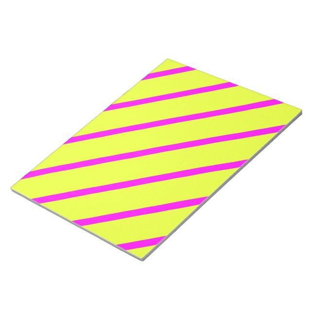 Neon gul och livlig rosa ränder anteckningsblock (Vinklad)