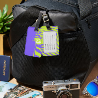 Neon gul och violett Pop Art Zebratryck Bagagebricka