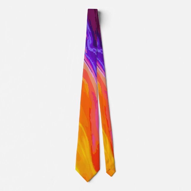 Neon Gul Orange Blå Abstrakt | Elektrisk Modern Slips (Framsida)