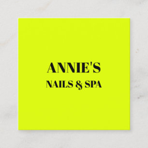 Neon Gul Svart Spa Cool Nagelsalong Fyrkantigt Visitkort