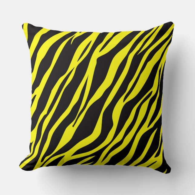 Neon Gul Zebra Randig Kudde (Framsida)