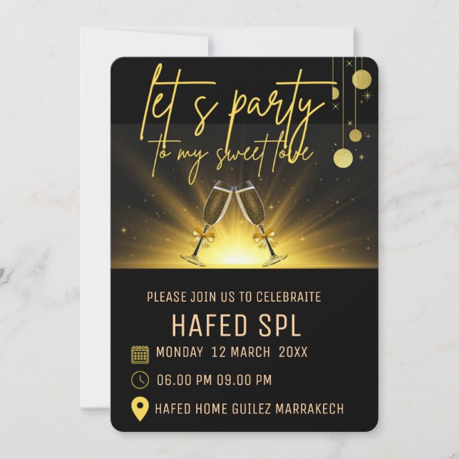 Neon Guld Ljus Digital Fest e-invitationsmall mall (Framsida)
