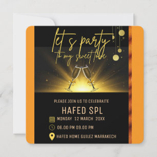 Neon Guld Ljus Digital Fest e-invitationsmall Temp Spara Datumet
