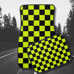Neon Gult Black Checkerboard-Vintage Bilmatta<br><div class="desc">Neon Gult och Black Checkerboard | VINTAGE | Klassisk | TRENDIG | SNYGGT | MODE | Minimal</div>