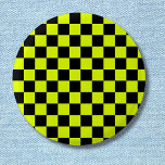 Neon Gult Black Checkerboard-Vintage Knapp<br><div class="desc">Neon Gult och Black Checkerboard | VINTAGE | Klassisk | TRENDIG | SNYGGT | MODE | Minimal</div>