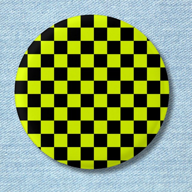 Neon Gult Black Checkerboard-Vintage Knapp (Skapare uppladdad)