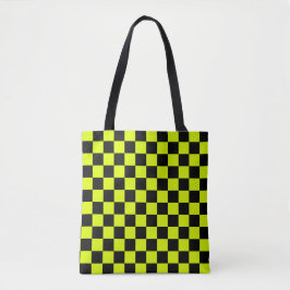 Neon Gult Black Checkerboard-Vintage Tygkasse