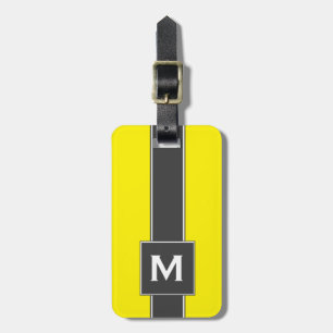 Neon Gult Black Stripe Personlig Monogram Bagagebricka