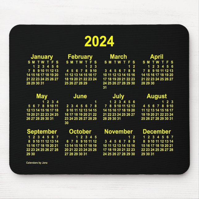 Neon Gult Calendar 2024 från Janz Musmatta (Framsidan)