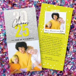 Neon Gult Cheers 2025 Glitter nyårfoto Julkort