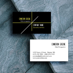 Neon Gult Linjer Black Visitkort