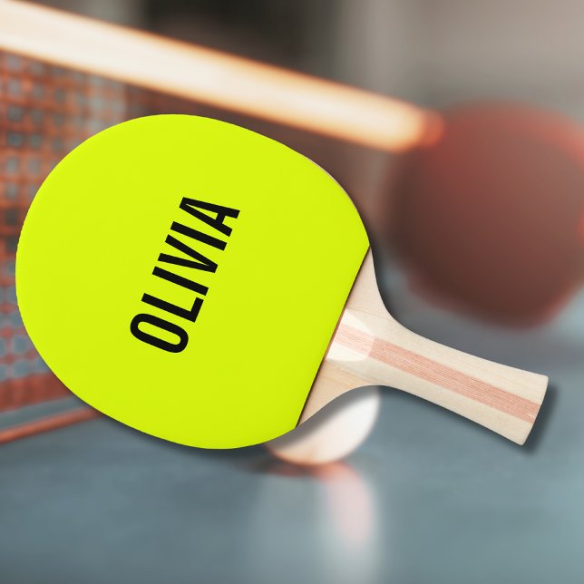 Neon Gult Modern Namn | Minimalistisk Trendig Pingisracket (Skapare uppladdad)
