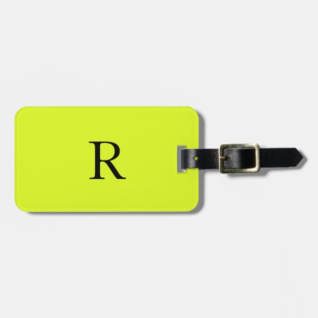 Neon Gult Monogram Namn Initial Coola Gift-förmån Bagagebricka (Horisontell Framsida)