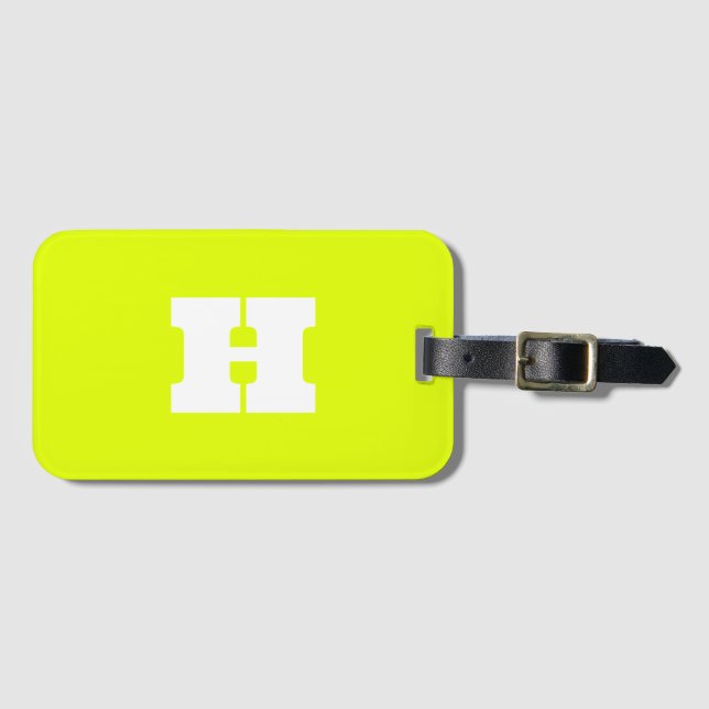 Neon Gult Monogrammed Trendig Travel Bright Bagagebricka (Framsida horisontal)