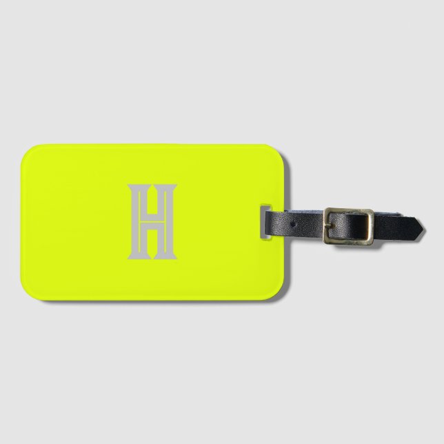 Neon Gult Monogrammed Trendig Travel Bright Bagagebricka (Framsida horisontal)