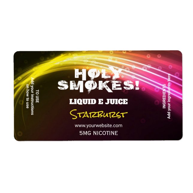Neon Gult Nicotine Vape E Juice Labels Fraktsedel (Framsidan)