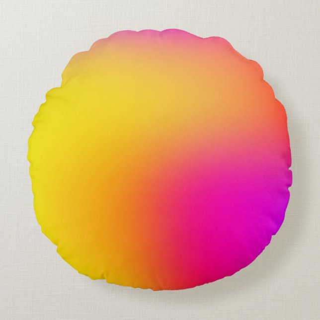 Neon Gult och Rosa Rund Kudde (Framsidan)