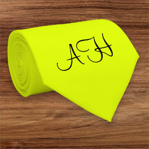 Neon Gult Retro Monogram Fluorescerande ljus Slips