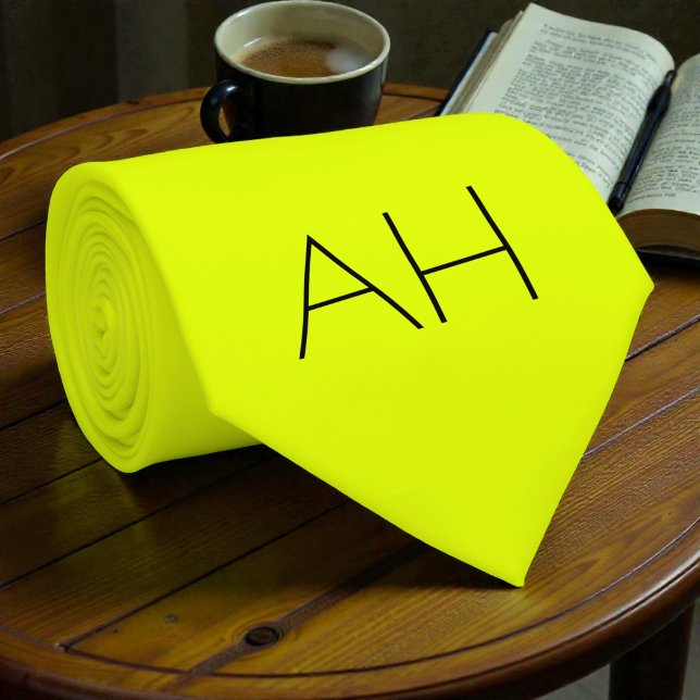 Neon Gult Retro Monogram Fluorescerande ljus Slips (Skapare uppladdad)