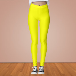 Neon Gult Solid Färg Leggings