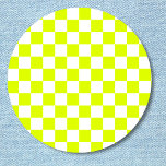 Neon Gult White Checkerboard-Vintage Knapp<br><div class="desc">Neon Gult och White Checkerboard | VINTAGE | Klassisk | TRENDIG | SNYGGT | MODE | Minimal</div>