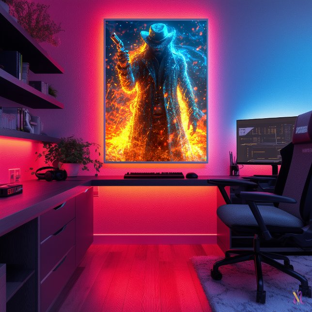 Neon Gunslinger – Cyberpunk-laglövare i Vilda Väst Poster (Skapare uppladdad)