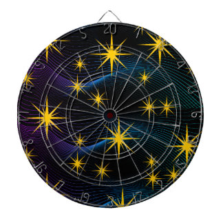Neon gyllene stjärnor Kosmisk våg Dartboard Design Darttavla