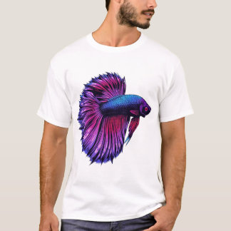 Neon Halftone Betta Fish Design T Shirt