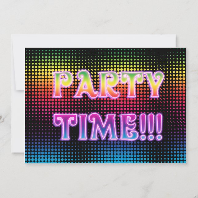Neon Halftone Party-inbjudan Inbjudningar (Framsida)